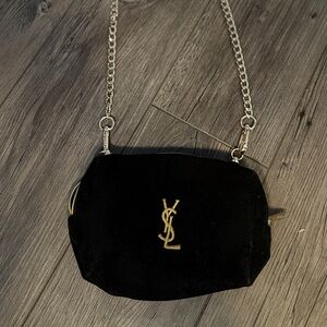 Yves Saint Laurent Black Crossbody Bag with Gold Logo | Authentic